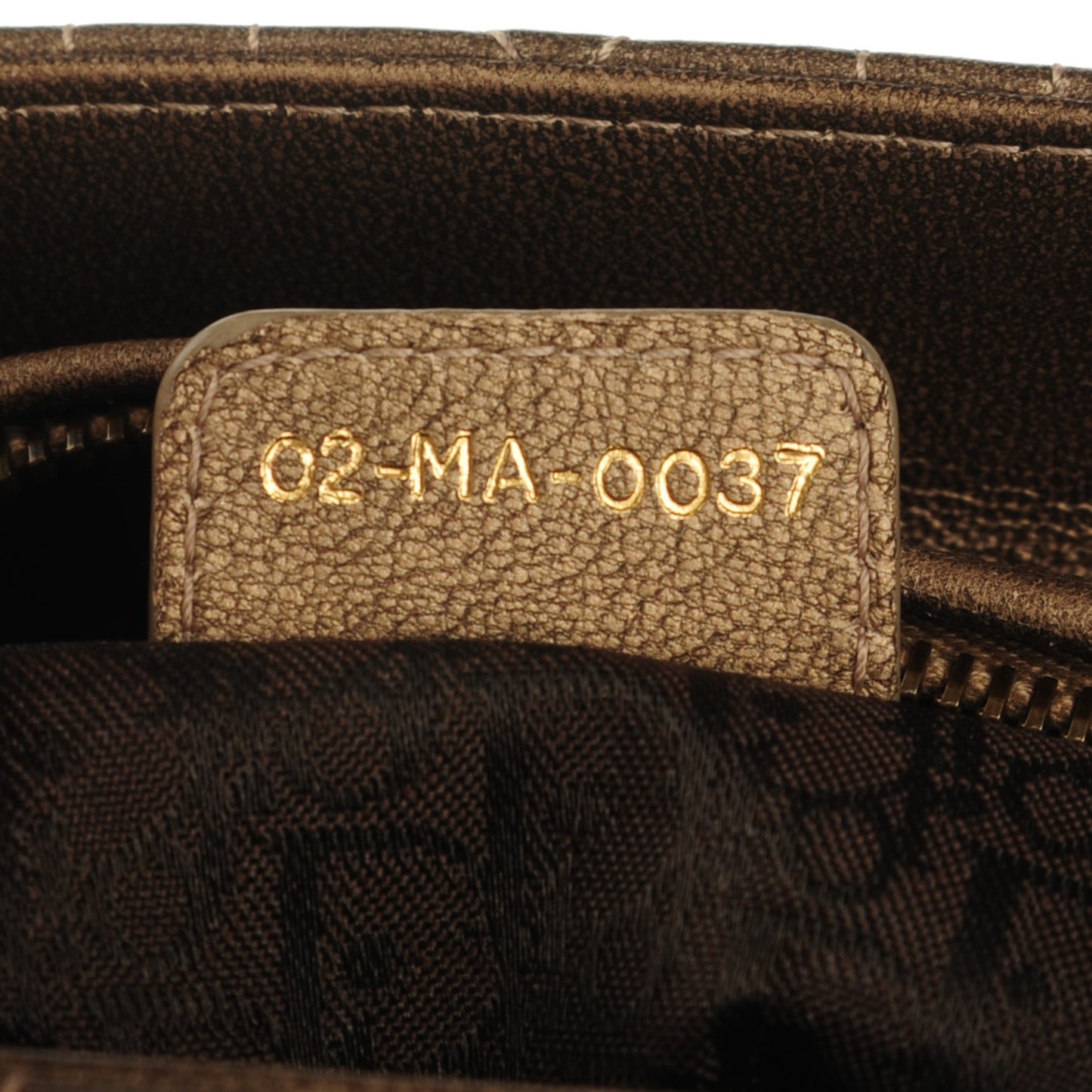 Metallic Lambskin Cannage Medium Lady Dior Bronze