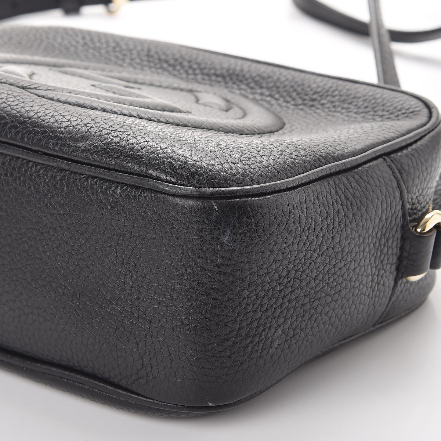 Pebbled Calfskin Small Soho Disco Bag Black
