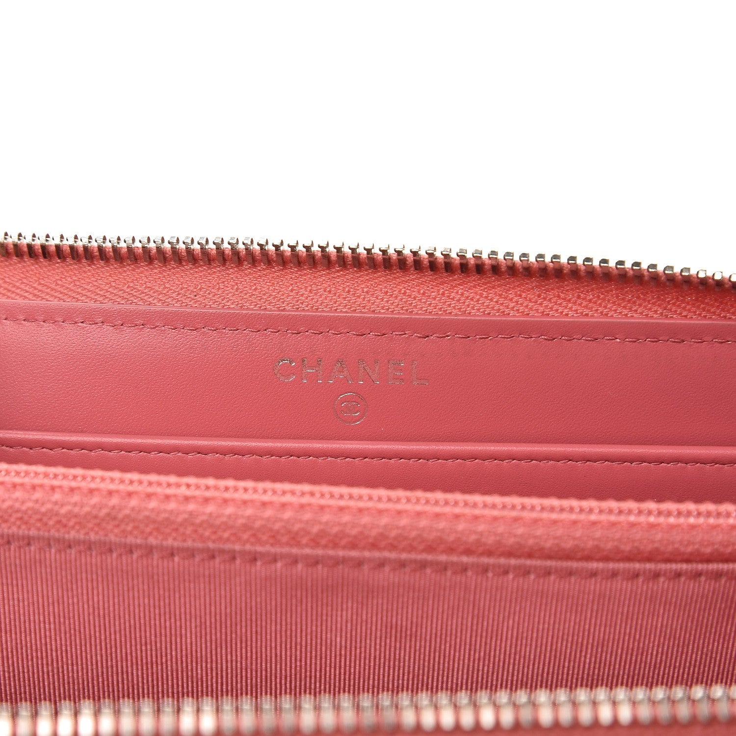 Chanel Caviar Chevron Large Gusset Zip Around Wallet Pink 7 of 9