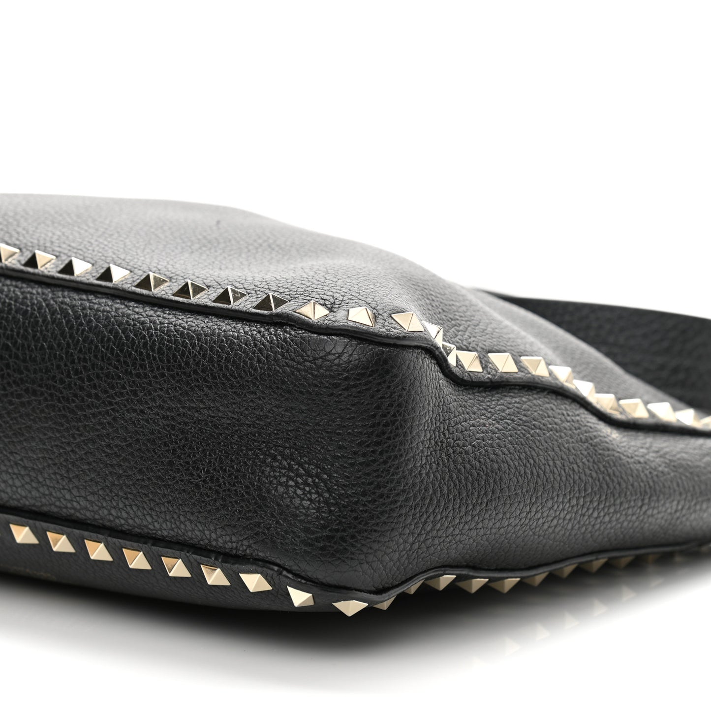 Pebbled Calfskin Small Rockstud Flip-Lock Messenger Bag Black