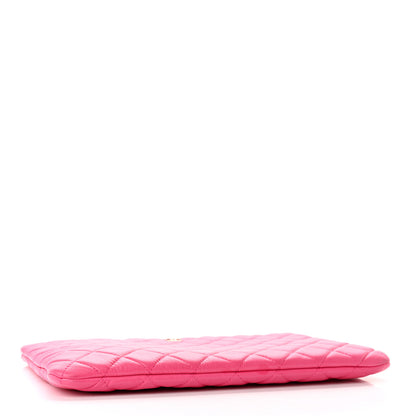 Chanel Lambskin Quilted Medium Cosmetic Case Dark Pink 4 of 14