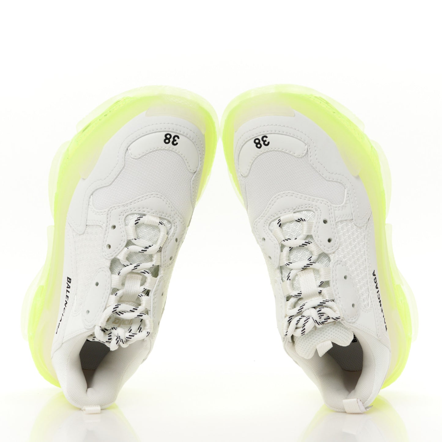 Fabric Mesh Clear Sole Fluo Womens Triple S Sneakers 38 White Fluo Yellow