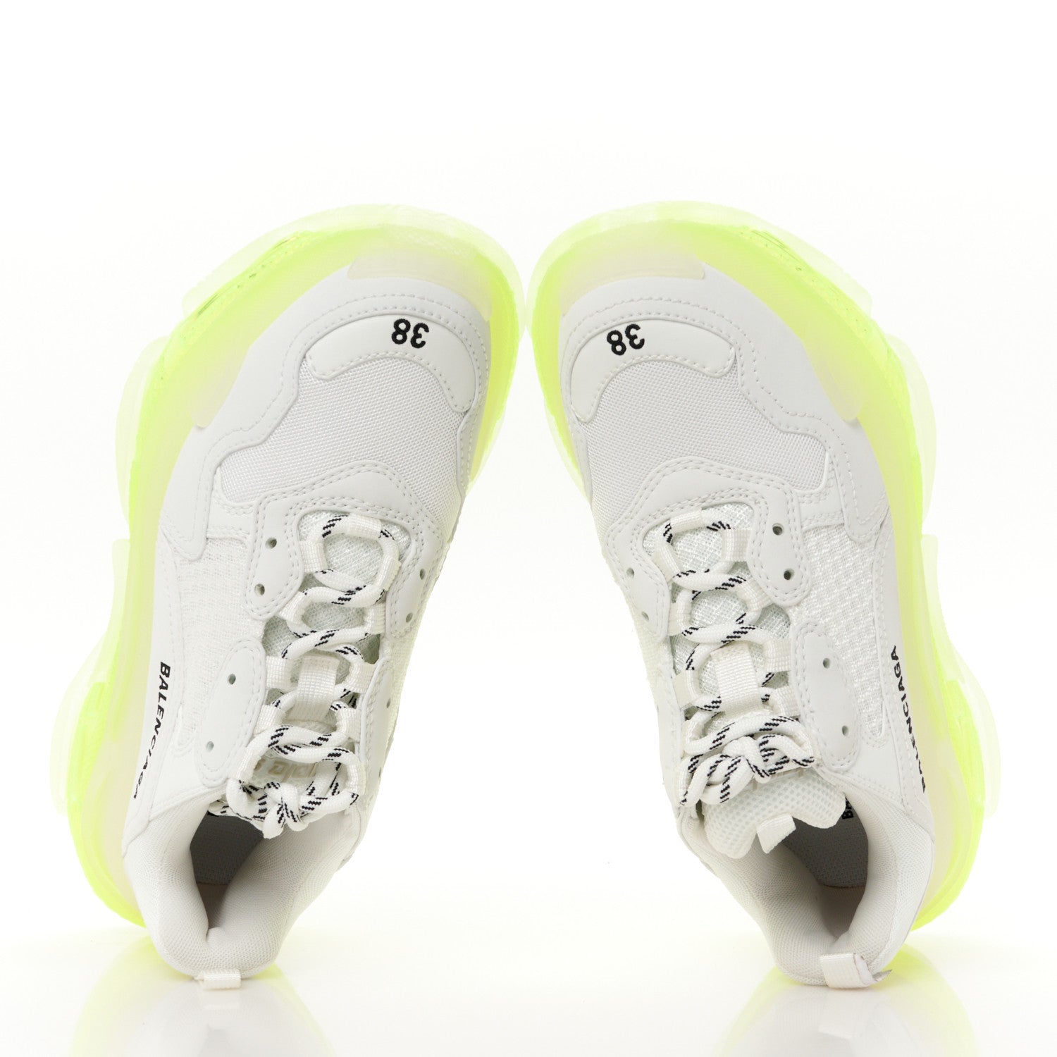 Balenciaga Fabric Mesh Clear Sole Fluo Womens Triple S Sneakers 38 White Fluo Yellow 1 of 9