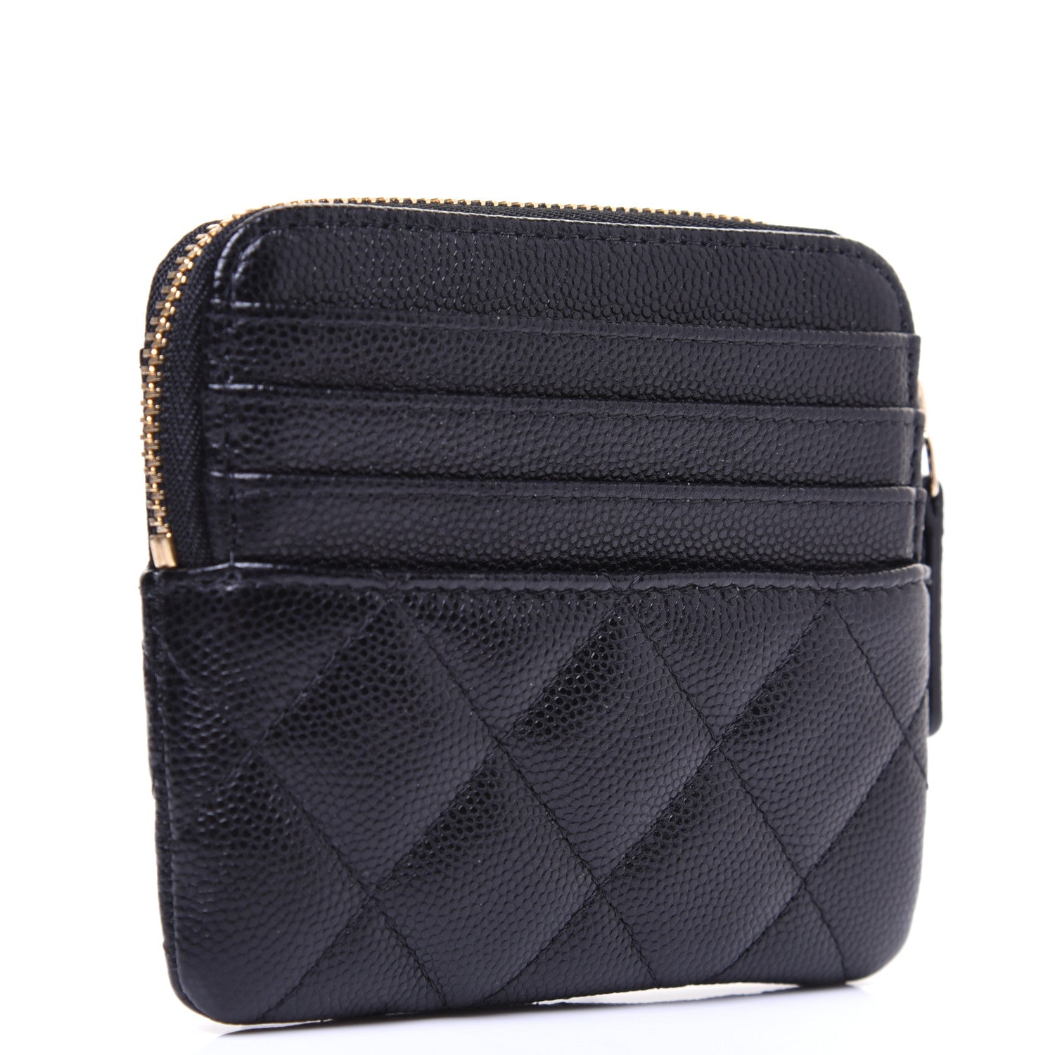 Chanel Caviar Quilted Zip Card Holder Wallet Black 3 of 11