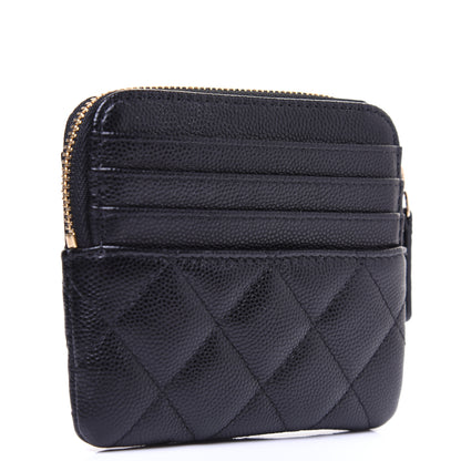 Chanel Caviar Quilted Zip Card Holder Wallet Black 3 of 11