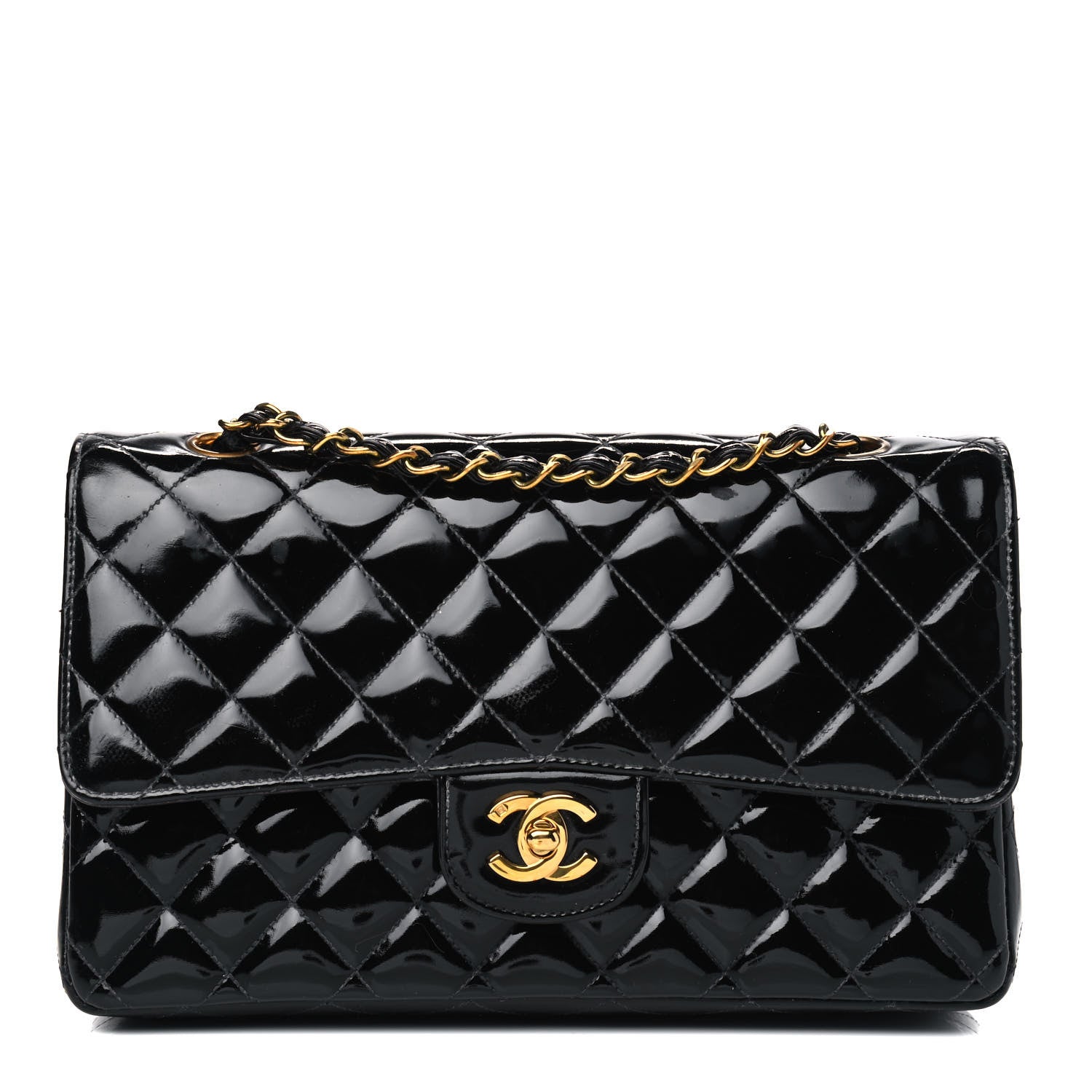 Chanel Patent Quilted Medium Double Flap Black 1 of 6