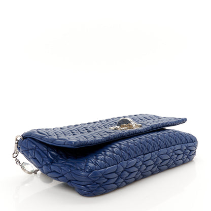 Miu Miu Nappa Matelasse Crystal Flap Clutch Bleuette 4 of 13