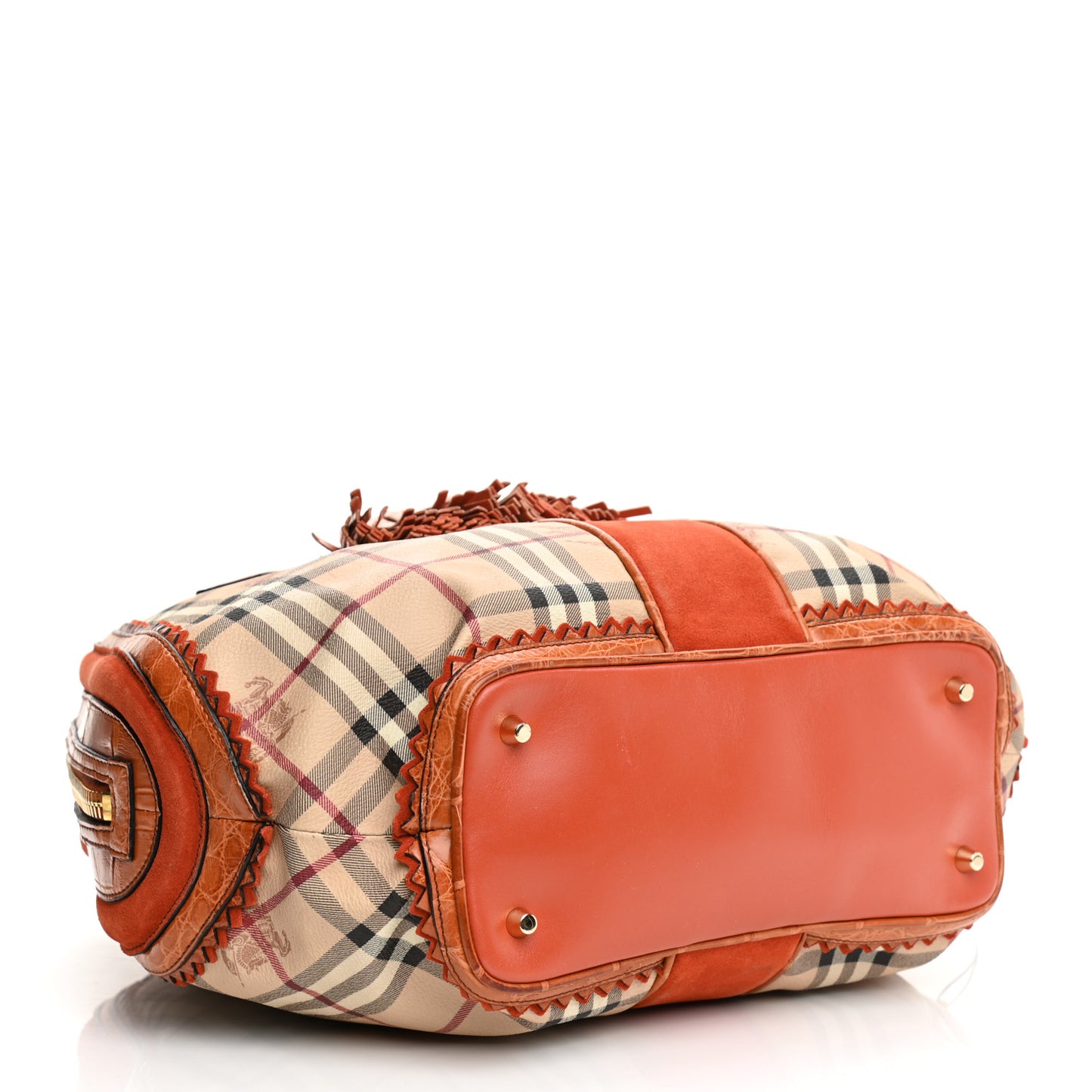 Haymarket Check Suede Prorsum Tassel Bowling Bag Tangerine