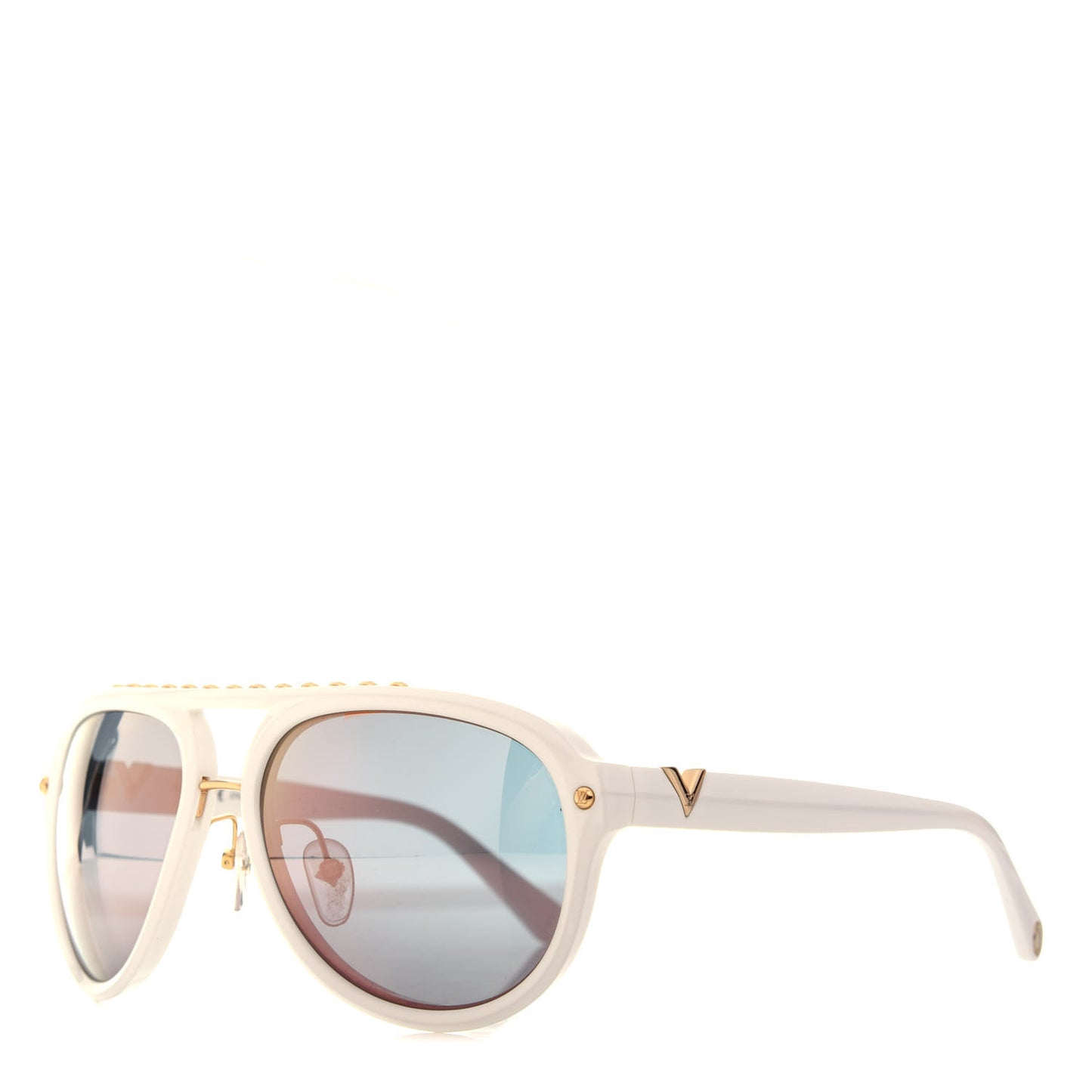 Acetate Aviator Serpico Studded Sunglasses Z2357W White
