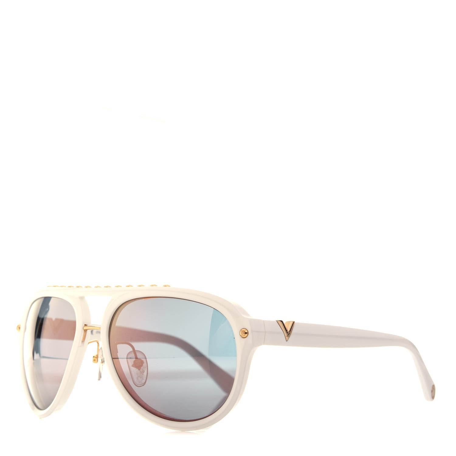 Louis Vuitton Acetate Aviator Serpico Studded Sunglasses Z2357W White 1 of 9