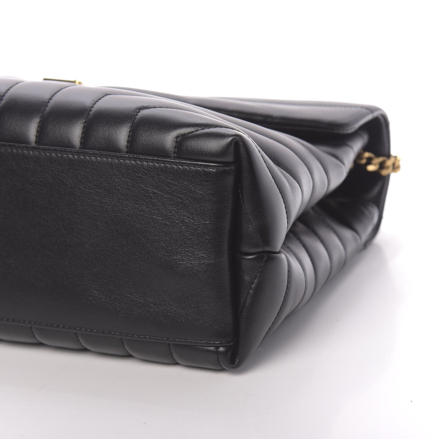 Calfskin Y Quilted Monogram Medium Loulou Chain Satchel Black