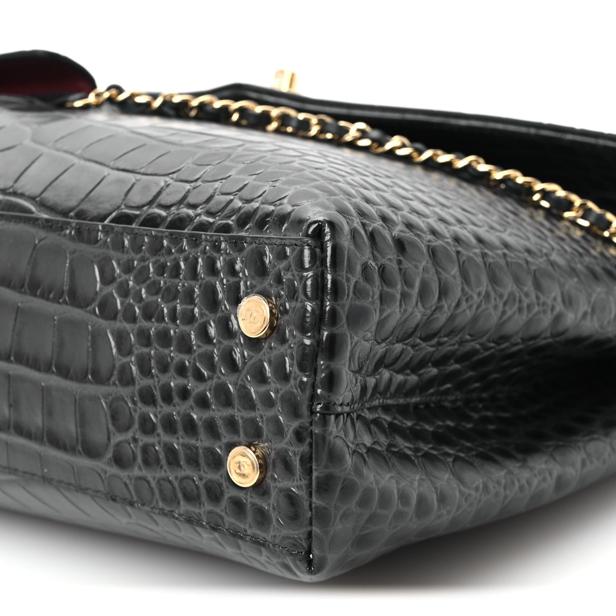 Chanel Calfskin Crocodile Embossed Fifth Avenue Maxi Flap Top Handle Bag Dark Grey 12 of 12