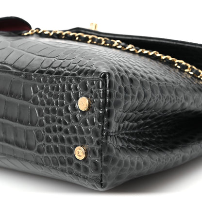 Chanel Calfskin Crocodile Embossed Fifth Avenue Maxi Flap Top Handle Bag Dark Grey 12 of 12