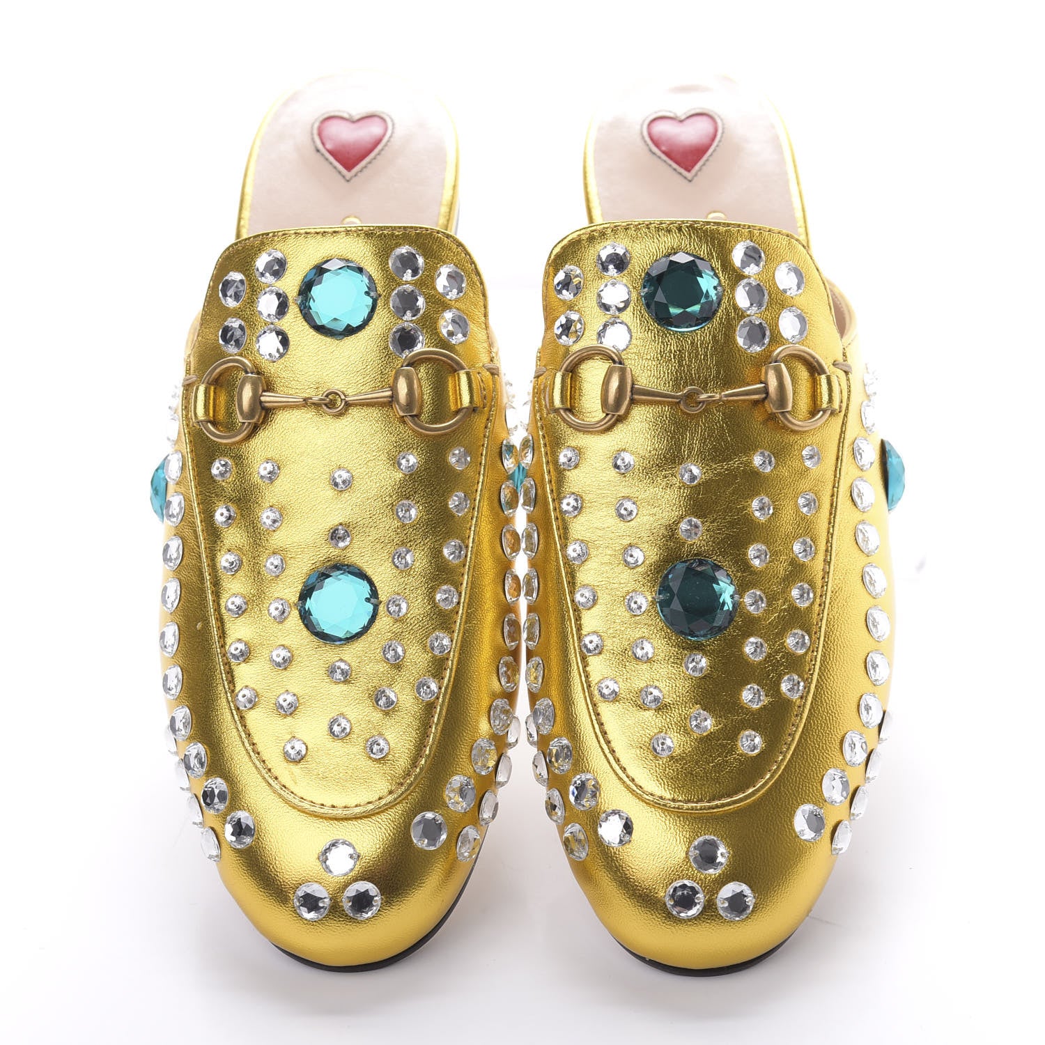 Gucci Metallic Nappa Crystal Womens Princetown Slippers 36 Gold 5 of 9