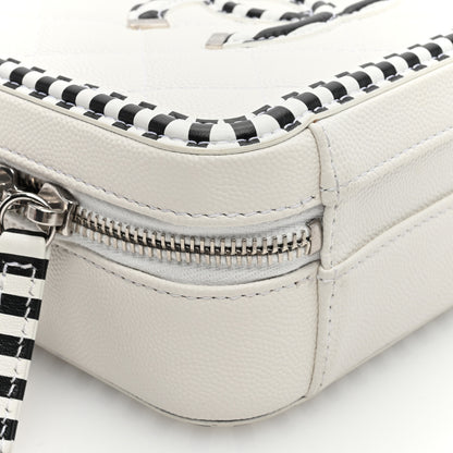 Chanel Caviar Quilted Striped Small CC Filigree Vanity Case White Black 9 of 10