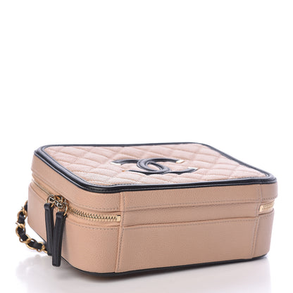 Chanel Caviar Quilted Medium CC Filigree Vanity Case Beige Black 4 of 10