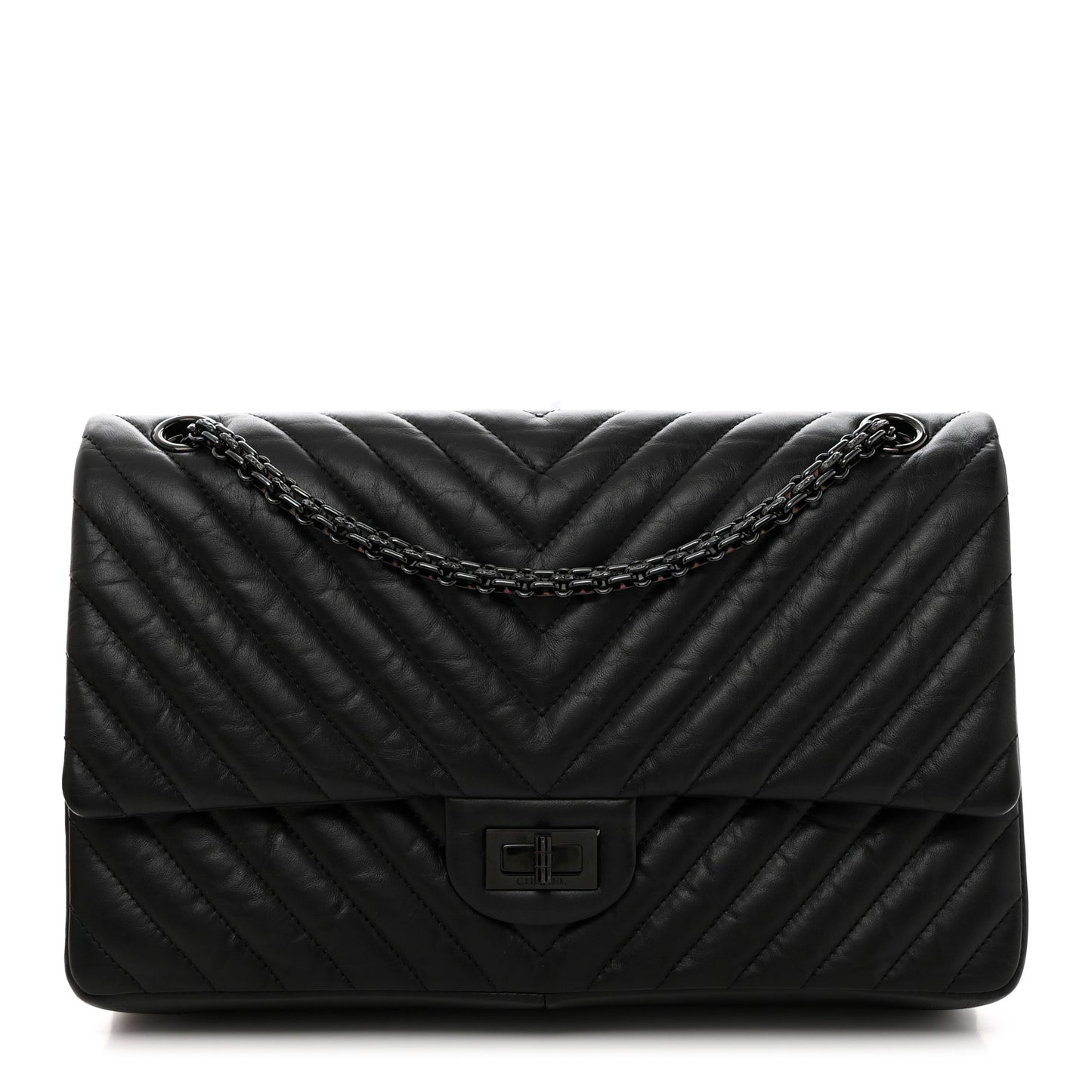 Aged Calfskin Chevron Quilted 2.55 Reissue 226 So Black