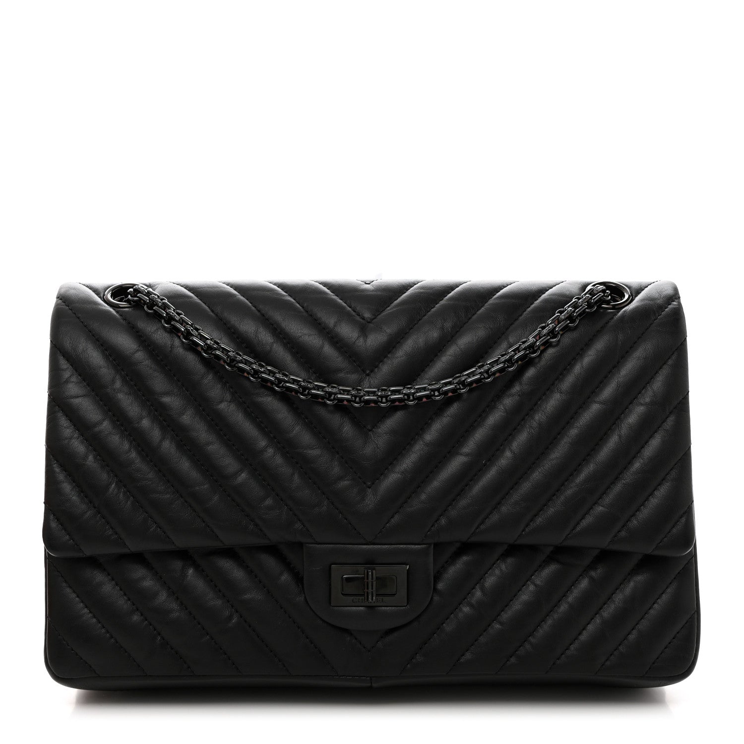 Chanel Aged Calfskin Chevron Quilted 2.55 Reissue 226 So Black 1 of 10