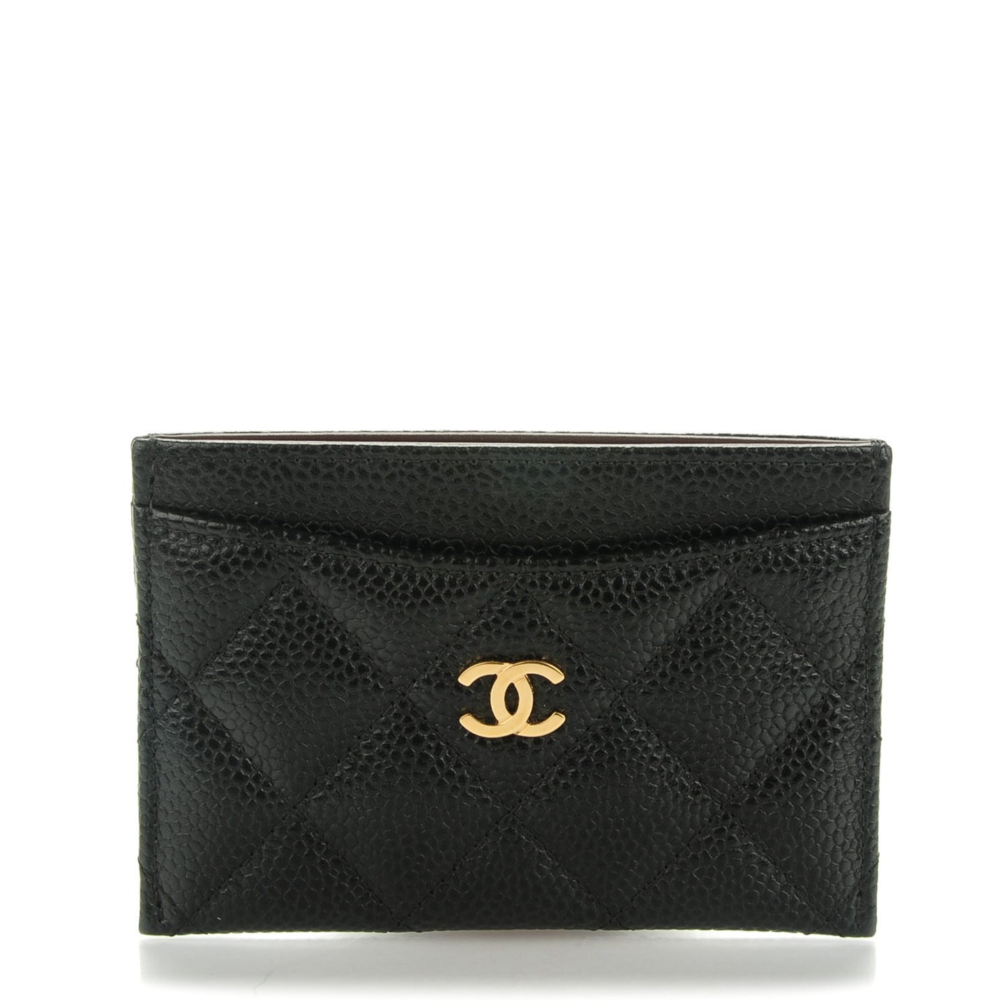 Caviar Quilted Card Holder Black