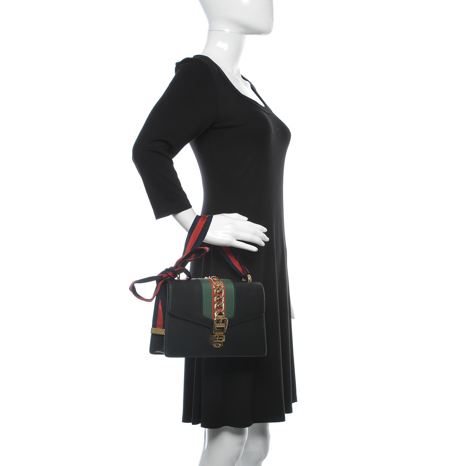 Gucci Calfskin Small Sylvie Shoulder Bag Black 2 of 13