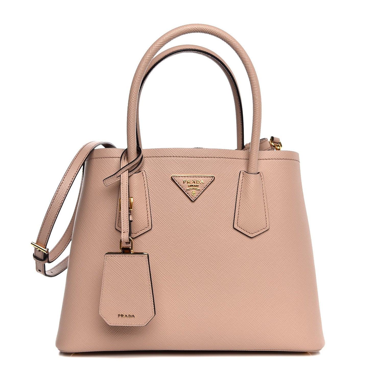 Saffiano Cuir Small Double Bag Cammeo Black