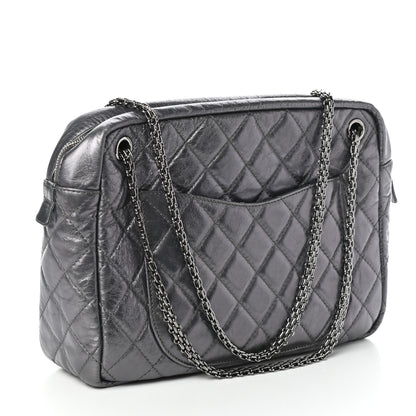 Chanel Metallic Aged Calfskin Quilted Large Reissue Camera Case Silver 3 of 10