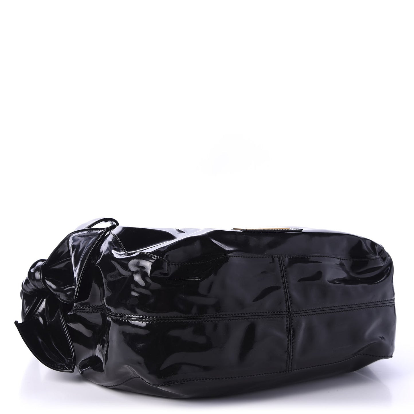 Patent Lacca Small Nuage Bow Hobo Black