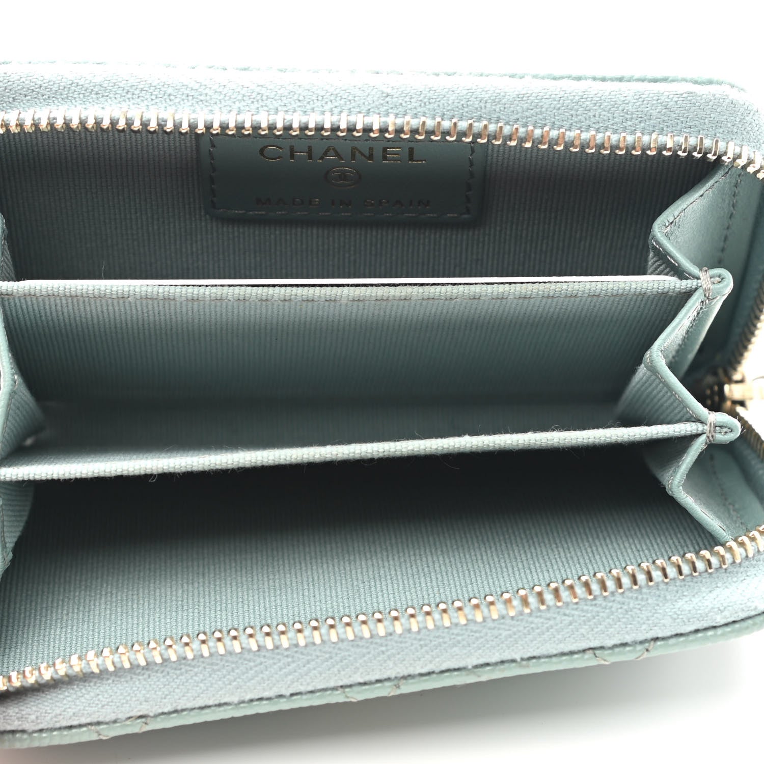 Chanel Caviar Quilted Zip Around Coin Purse Wallet Dark Green 5 of 8