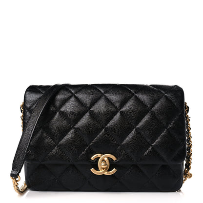 Chanel Shiny Caviar Quilted Large Chain Melody Flap Black 1 of 10