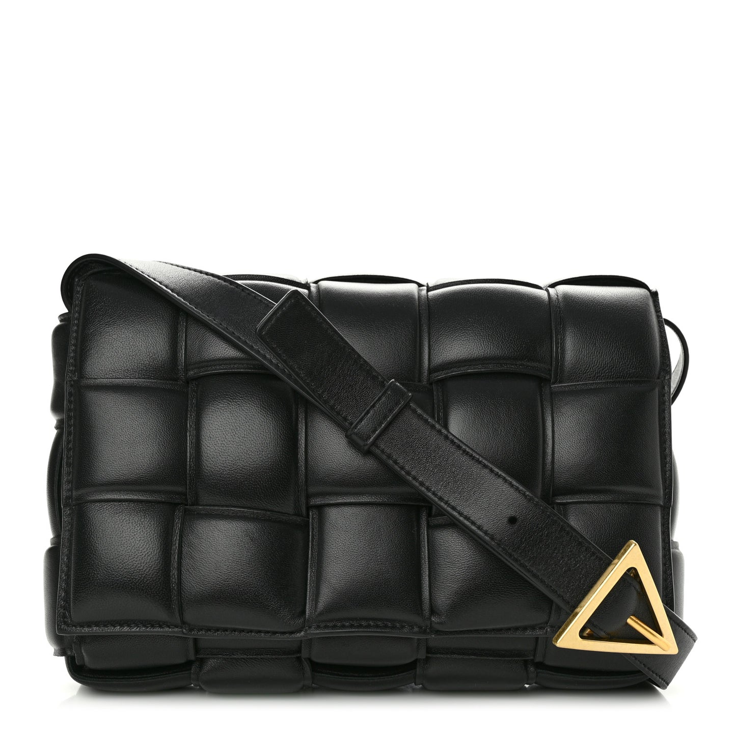 Nappa Maxi Intreccio Padded Cassette Crossbody Bag Black