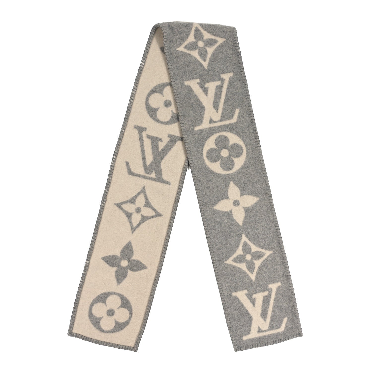Louis Vuitton Cashmere Monogram Sweet Dreams Scarf Grey 2 of 3