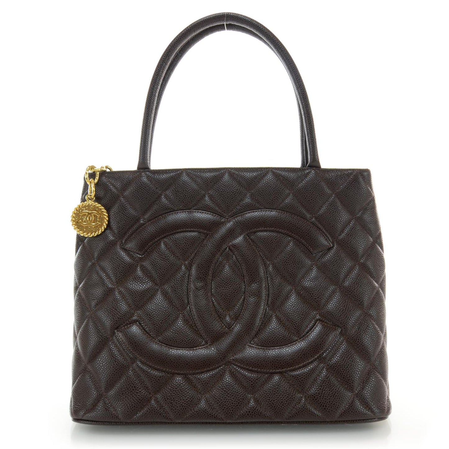 Caviar Medallion Tote Brown