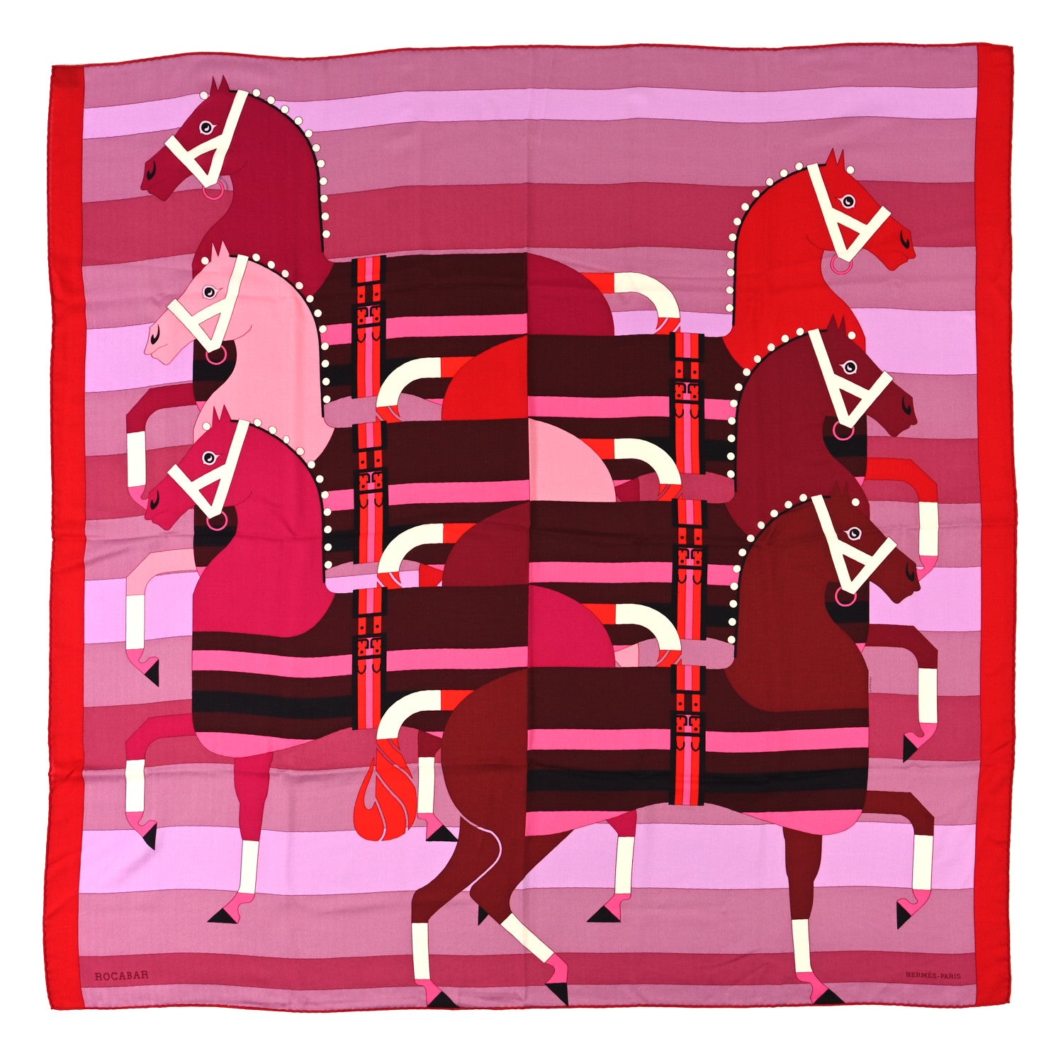 Hermes Cashmere Silk Rocabar Shawl 140 Rouge Rose Parme 1 of 4