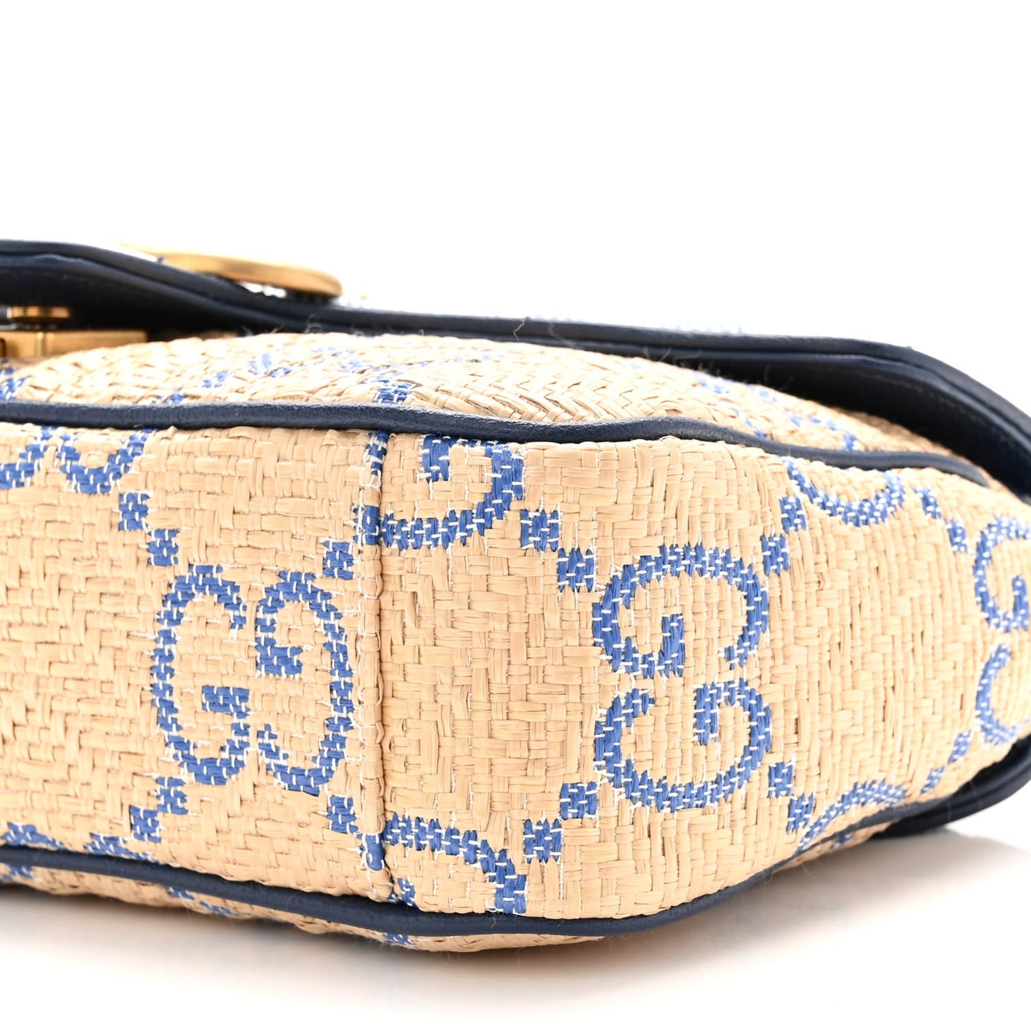 Raffia GG Monogram Matelasse Small GG Marmont Shoulder Bag Natural Royale Off White
