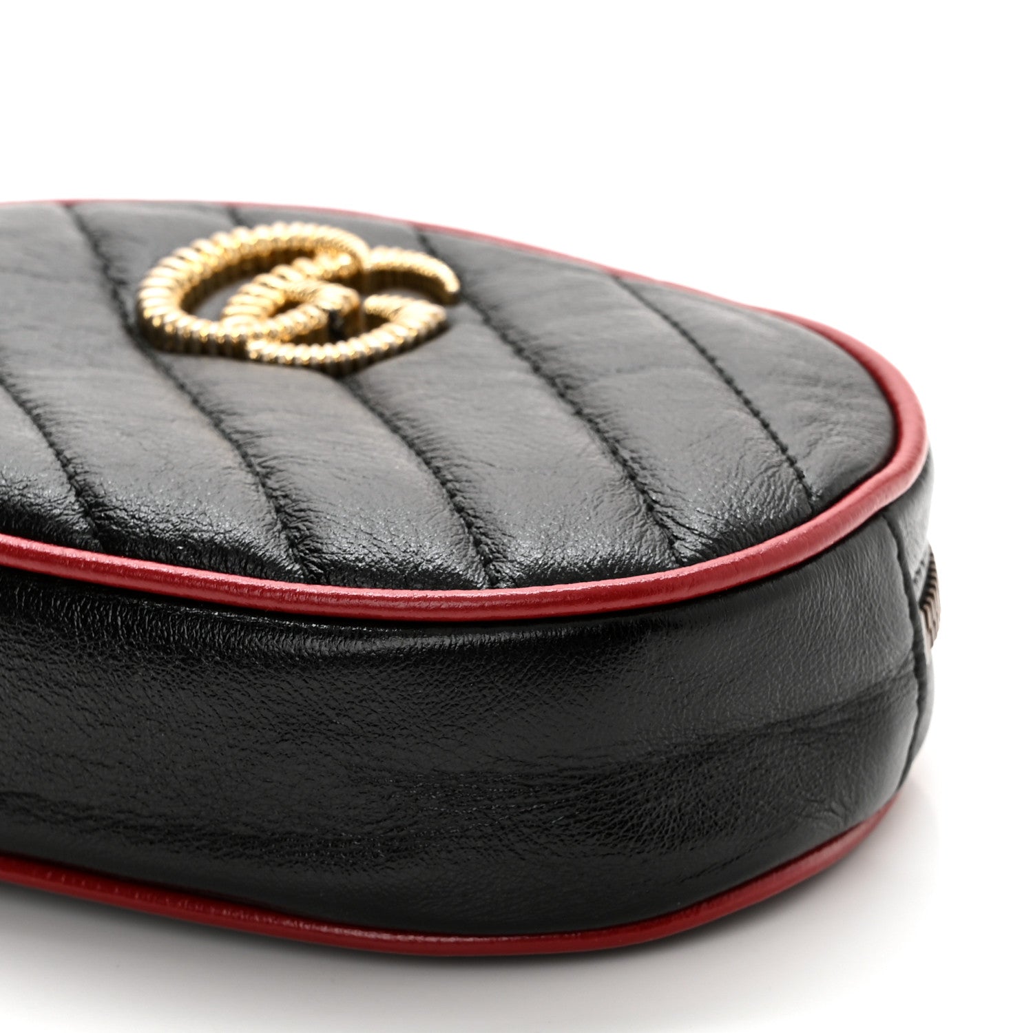 Gucci Azalea Calfskin Matelasse Diagonal Torchon GG Marmont Belt Bag 95 38 Black Romantic Cerise 10 of 11