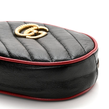 Gucci Azalea Calfskin Matelasse Diagonal Torchon GG Marmont Belt Bag 95 38 Black Romantic Cerise 10 of 11