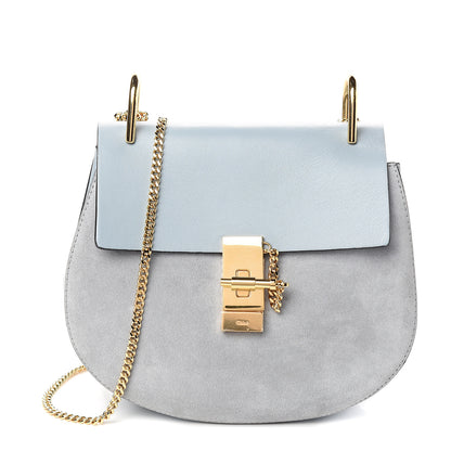 Chloe Suede Smooth Calfskin Drew Shoulder Bag Fresh Blue 1 of 8