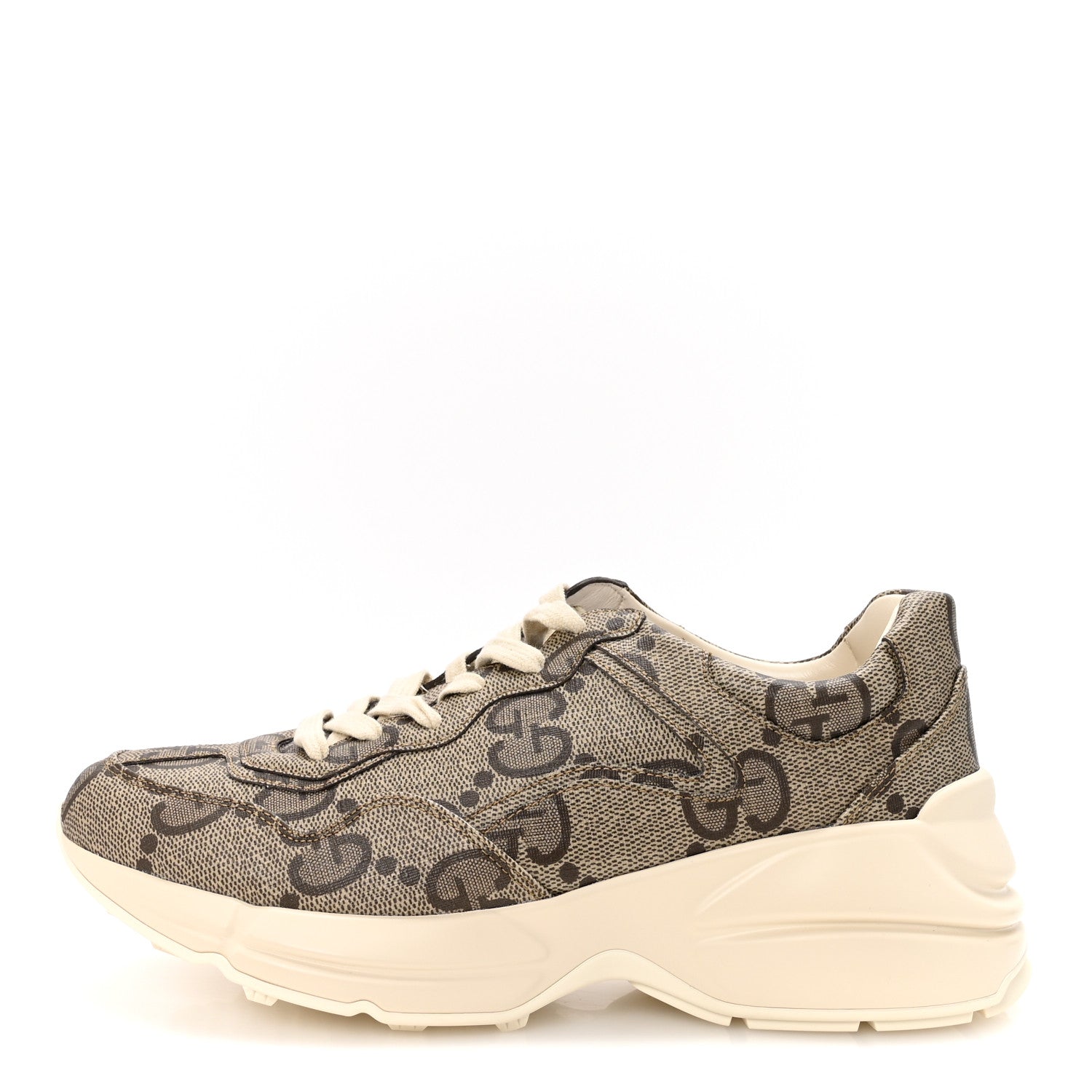 Gucci Maxi GG Supreme Monogram Gucci 100 Womens Rhyton Sneakers 40 Beige Ebony 1 of 10