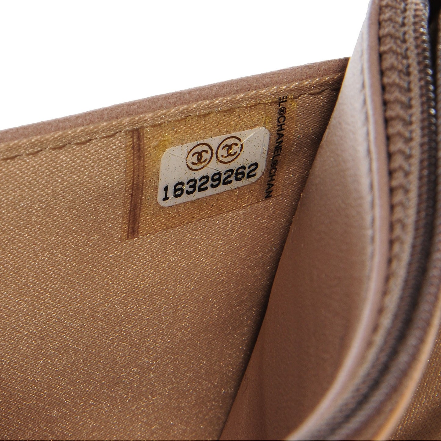 Lambskin Camellia Wallet on Chain Beige