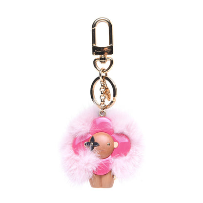 Louis Vuitton Resin Wood Mink Fur Vivienne Bag Charm Key Holder Pink 1 of 9