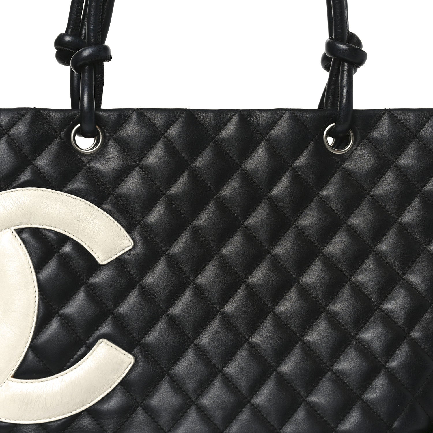 Chanel Calfskin Quilted Large Cambon Tote Black White 8 of 10