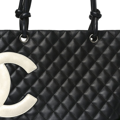 Chanel Calfskin Quilted Large Cambon Tote Black White 8 of 10