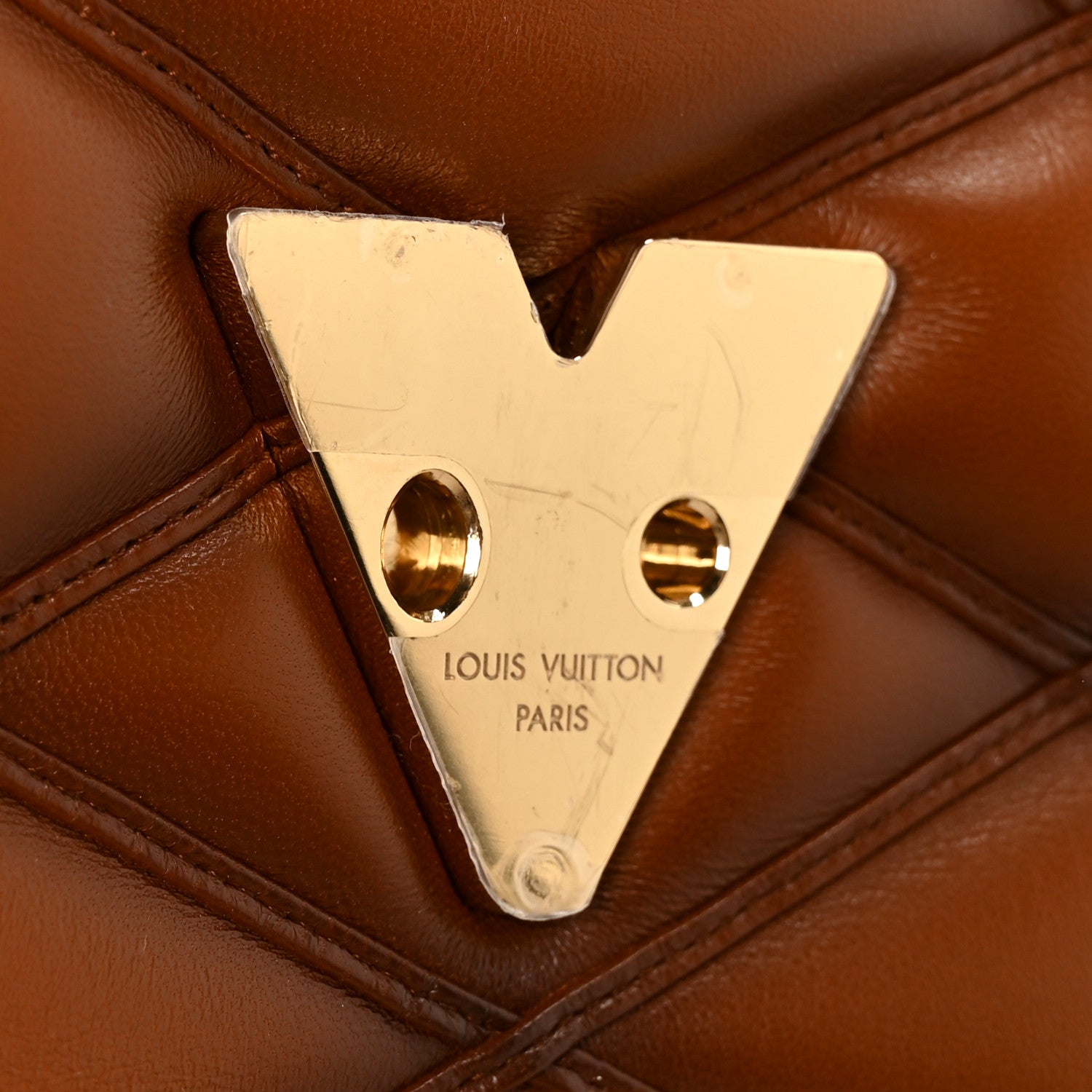 Louis Vuitton Lambskin Malletage Top Handle GO-14 MM Tan 8 of 12
