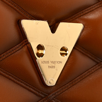 Louis Vuitton Lambskin Malletage Top Handle GO-14 MM Tan 8 of 12