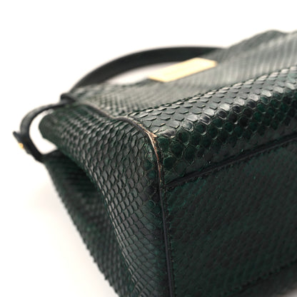 Fendi Snakeskin Shiny Nappa Mini Peekaboo Iconic Satchel Green 12 of 15