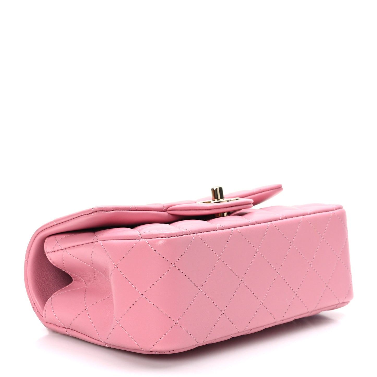 Lambskin Quilted Mini Top Handle Rectangular Flap Pink