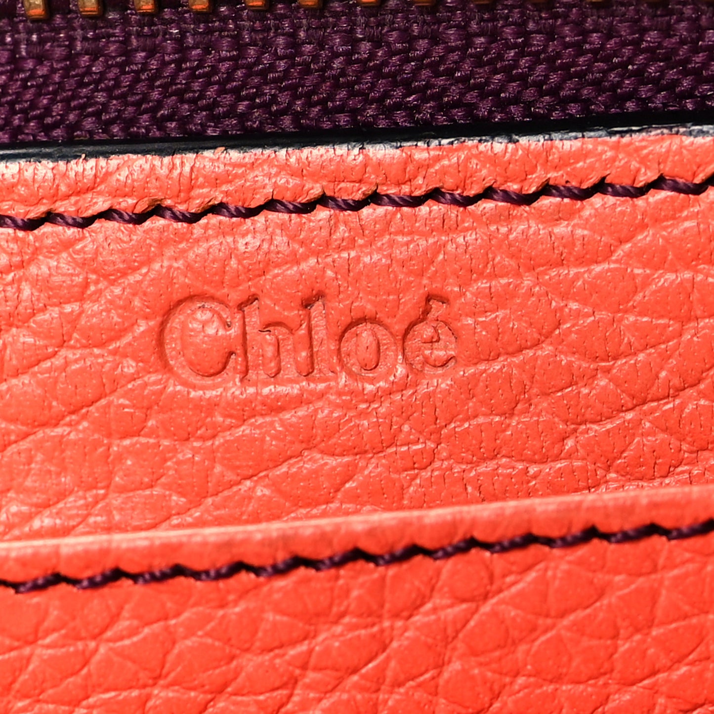 Calfskin Flap Long Wallet Orange Fizz Burgundy