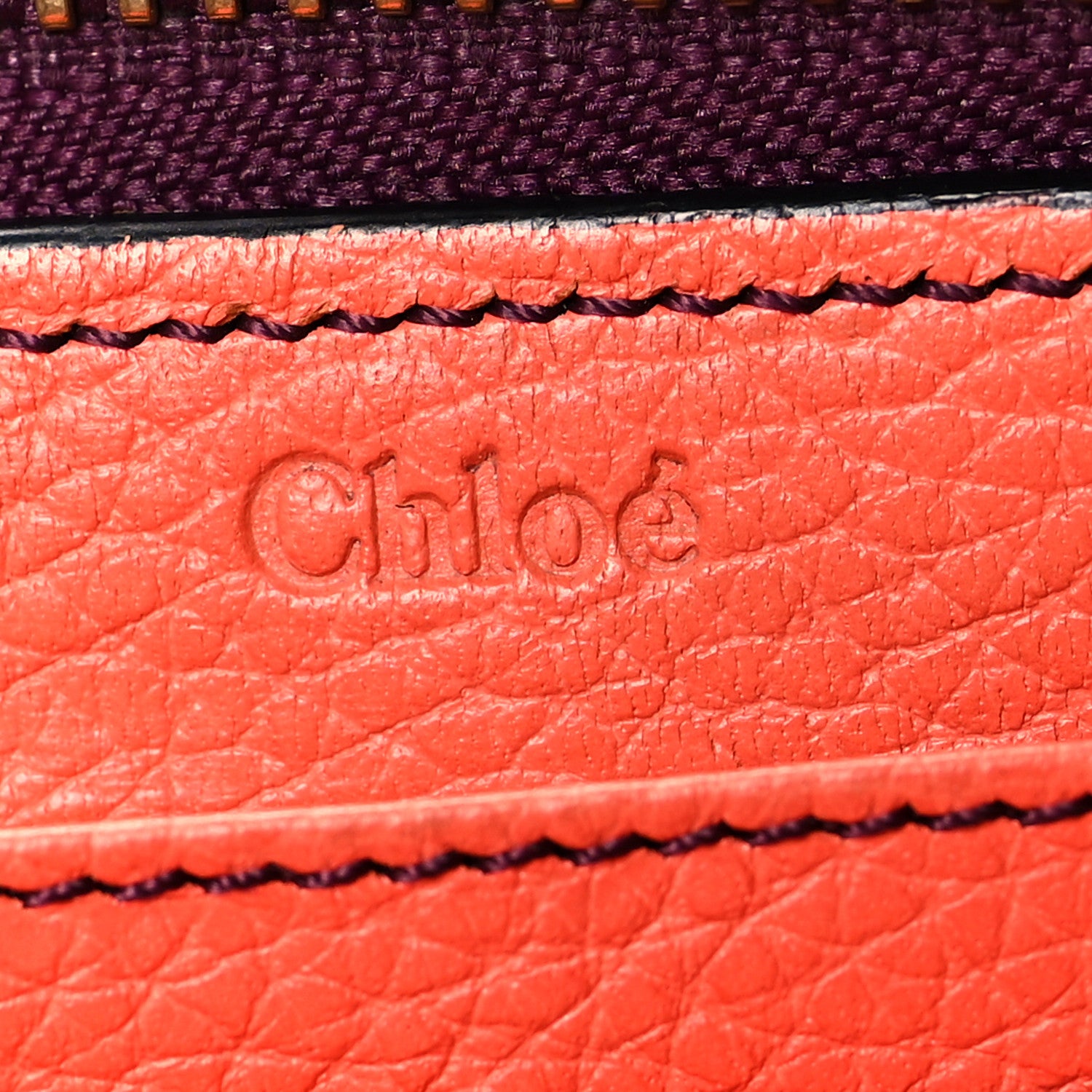 Chloe Calfskin Flap Long Wallet Orange Fizz Burgundy 7 of 12