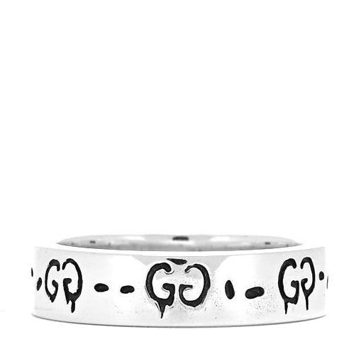 Sterling Silver Narrow GucciGhost Hamlet Skull Ring 60 9