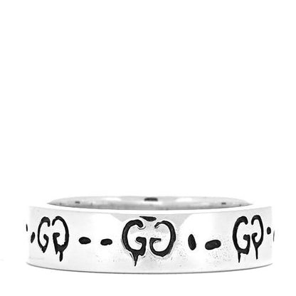 Gucci Sterling Silver Narrow GucciGhost Hamlet Skull Ring 60 9 3 of 6